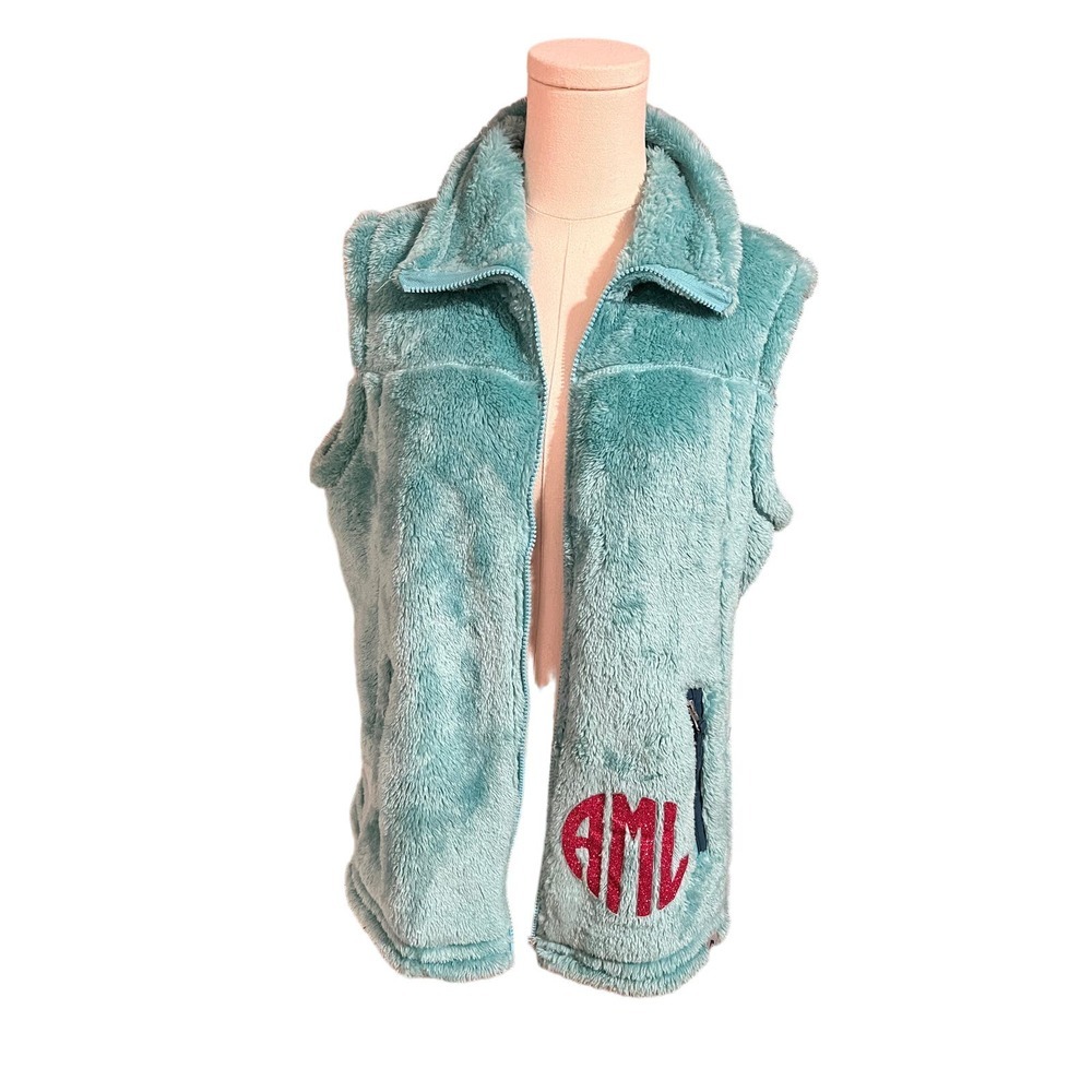 New With Tags Vest Free Country Alpine Butter Pile Jade Mist Monogrammed AML​